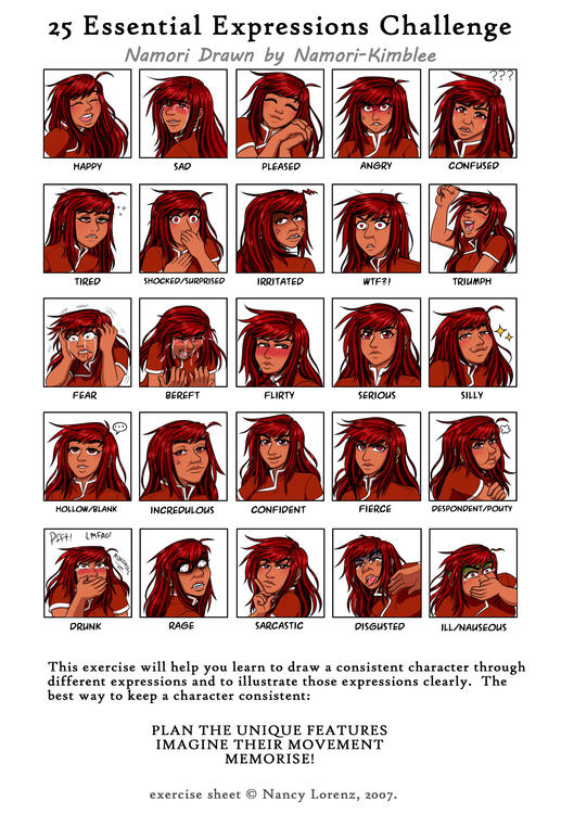Namori's updated 25 expressions page